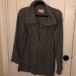 Small grey Anthropologie jacket with tie in back